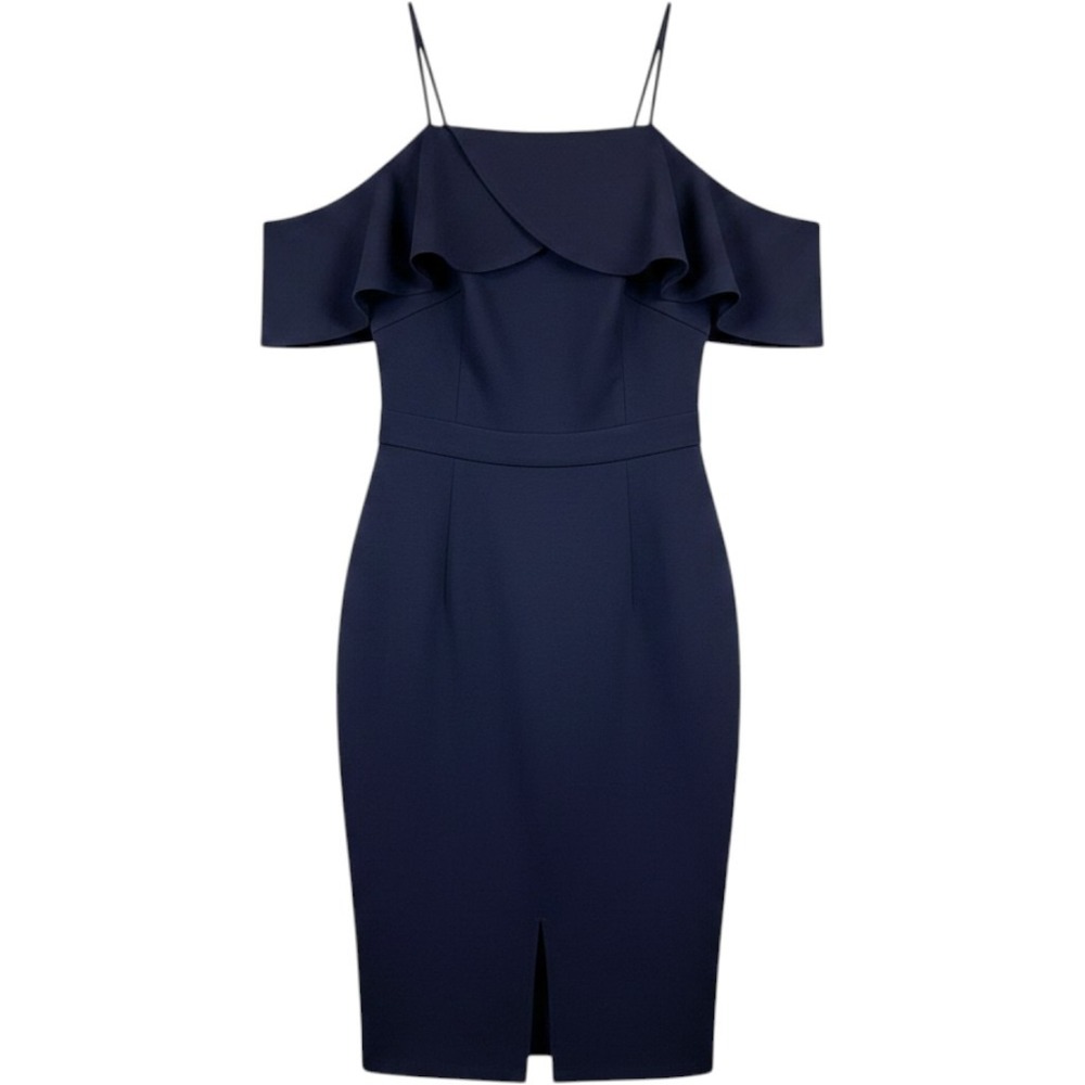 Adelyn Rae Sheath Dress Womens S Navy Blue Cold Shoulder Halter F73D3018